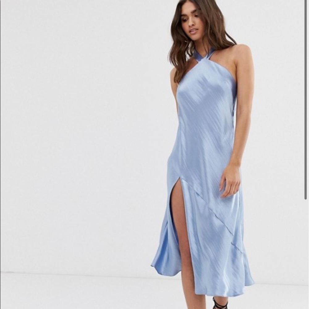 Midi slip dress with slit